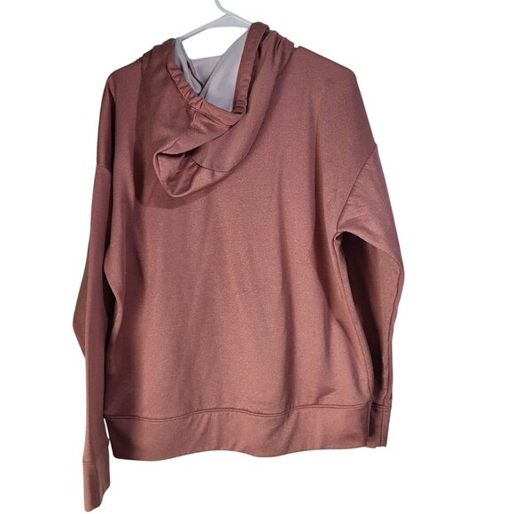 Under Armour Womens Med Fleece Chenille logo Hoodie Fractal Pink Light Heather - Picture 2 of 9